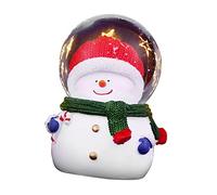 Itonash Boule de Neige de Noël Boule de Cristal éclairée à Couleur Changeante, avec Verre en Résine, Ornement de Père Noël à Grande Tête pour la Décoration de la Maison (Grand Bonhomme de Neige)