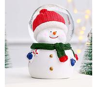 Itonash Boule de Neige de Noël Boule de Cristal éclairée à Couleur Changeante, avec Verre en Résine, Ornement de Père Noël à Grande Tête pour la Décoration de la Maison (Petit Bonhomme de Neige)