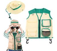 Itonash Ensemble de Costumes pour Enfants avec Gilet et Chapeau de Fret, Idéal pour L'observation des Oiseaux, la Pêche, Le Safari et la Randonnée, pour Le Kit D'explorateur en Plein (A)