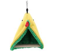 Itonash Hamac en Peluche, Oiseau Perroquet Happy Tente Lit Suspendu Grotte Jouet avec Support en Bois, Doux, Chaud, sécurisé, Réduit L'ennui, Jaune, pour Une Nuit de Sommeil Confortable
