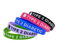 Itonash Lot de 5 Bracelets Souples en Silicone pour Diabète de Type 2, Bracelet D'identification D'alerte Médicale pour Diabète, Bracelets d'urgence pour Rappel Quotidien (1 de