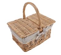 Itonash Panier de Pique-nique en Rotin avec Doublure, Couvercles à Double Ouverture, Doublure en Coton, élégant Panier de Récolte en Osier pour Fruits, Légumes et Fleurs (Marguerite)