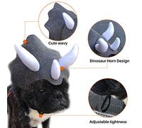Itonash Triceratops Pet Hat, Chien Chat Habillage de Vêtements de Fête Vêtements de Fête Drôle Cosplay Coiffe de Corne Mignonne pour Têtes Plus Grandes, pour Halloween, Fêtes (Noir)
