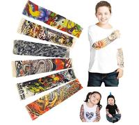 iToolai Lot de 6 manchons de tatouage temporaire pour enfants, faux bras à enfiler - Aigle, crâne, dragon, clown, serpent, etc