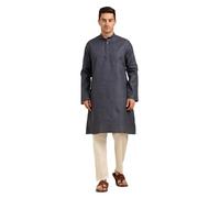 ITOS365 Ensemble de pyjama Kurta en coton mélangé pour homme, tenue normale, robe indienne, cadeau pour homme, gris charbon, Large