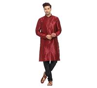 ITOS365 Ensemble de pyjama Kurta en soie pour homme - Style indien, bordeaux, Small-medium