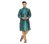 ITOS365 Ensemble de pyjama Kurta en soie pour homme - Style indien, vert foncé, Medium-Large