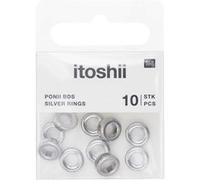 Itoshii pack 10 perles ponii anneau couleur argent Blanc