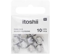 Itoshii pack 10 perles ponii polygone couleur argent Multicolore G