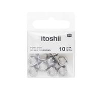 Itoshii pack 10 perles ponii polygone couleur argent Multicolore