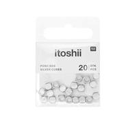 Itoshii Pack De 20 Perles Ponii Cube Couleur Argent