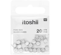 Itoshii Pack De 20 Perles Ponii Cube Couleur Argent
