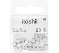 Itoshii Pack De 20 Perles Ponii Cube Couleur Argent