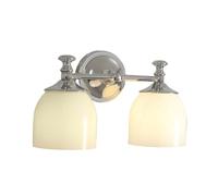 ITOSUI Applique Murale chromée de Style Moderne du Milieu du siècle pour Salle de Bain, Abat-Jour en Verre Blanc, 2 lumières câblées, idéale pour la Cuisine, la Chambre ou Le Couloir.