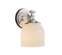 ITOSUI Applique Murale chromée pour Salle de Bain, Applique argentée avec Abat-Jour en Verre Blanc, Design Moderne du Milieu du siècle pour Miroir, éclairage Fixe pour Cuisine, Chambre, Couloir