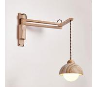 ITOSUI Applique Murale de Chevet intérieure à Bras articulé en Pierre Naturelle avec télécommande sans Fil, Lampe de Lecture Murale réglable en Bois pour Chambre à Coucher, Interrupteur à Distance