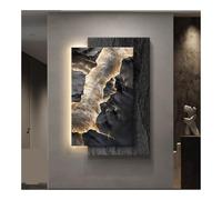ITOSUI Décoration Murale en grès, Motif Abstrait de Flammes craquelées, Sculpture Murale Moderne avec éclairage LED, décoration Murale pour Salon