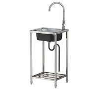 ITOSUI Évier Commercial autoportant en Acier Inoxydable, évier Utilitaire à Une cuve avec Robinet pour Usage extérieur (Jardin, Cuisine, Bar, Restaurant)