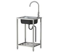 ITOSUI Évier Commercial autoportant en Acier Inoxydable, évier Utilitaire à Une cuve avec Robinet pour Usage extérieur (Jardin, Cuisine, Bar, Restaurant)