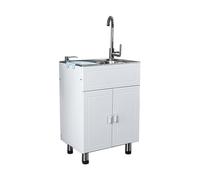 ITOSUI Évier Utilitaire Commercial avec Meuble et égouttoir pour Garage, Restaurant, Cuisine, buanderie - Évier à Une cuve avec Robinet d'eau Chaude et Froide
