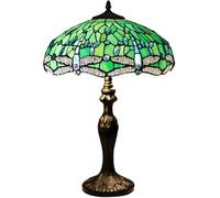 ITOSUI Lampe de Table Tiffany en vitrail 40 x 40 x 60 cm, Lampe de Lecture Antique (Libellule Verte)