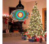 ITOSUI (Lampe Suspendue de Style Turc à 8 Couleurs, Suspension mosaïque Multicolore, Lustre décoratif en Verre coloré, luminaires Suspendus marocains pour Salon, Chambre, décoration intérieure, Vert)