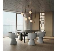 ITOSUI Lustre Globe Blanc Nordique Moderne du Milieu du siècle - Plafonnier araignée à 7 lumières à Monter soi-même avec chaîne en Cuir Marron pour Un éclairage élégant du Salon