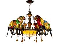 ITOSUI Lustre Perroquet en vitrail Tiffany, plafonnier à 6 têtes, Style Vintage, Suspension en Cristal pour Salle à Manger, Salon, Chambre, Restaurant, Couloir