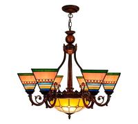 ITOSUI Lustre Style Tiffany, 8 têtes, plafonnier Pyramidal en vitrail de 15 cm, Style Vintage, Suspension en Cristal pour Salle à Manger, Salon, Chambre, Restaurant, Couloir.