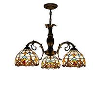 ITOSUI Lustre Style Tiffany, Style Baroque Vintage, 3 têtes, Abat-Jour en vitrail de 20 cm, Suspension pour Chambre ou Salon.