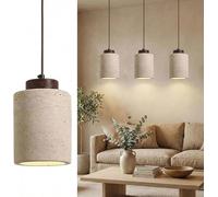 ITOSUI Lustre Suspendu cylindrique en Pierre Naturelle pour îlot de Cuisine et Salle à Manger, Style Nordique avec Accents en Bois, Petit modèle E27 (Couleur Noyer, 1 pièce, 10 x 17 cm)