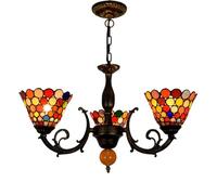 ITOSUI Lustre Tiffany en vitrail, 3 têtes, plafonnier de 15 cm, disques colorés, Style Vintage, Suspension décorative pour Salle à Manger, Salon, Chambre, Restaurant, Couloir