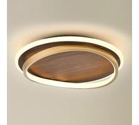 ITOSUI Plafonnier LED Semi-encastré Rond Style Ferme, Finition Bois, Style mi-siècle, Anneau doré, luminaire Vintage Antique pour Salon ou Chambre.