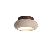 ITOSUI Plafonnier Minimaliste Moderne encastré - Abat-Jour en travertin Naturel, éclairage LED, luminaire Discret pour entrée, Couloir, Hall et Cage d'escalier, Finition Noyer