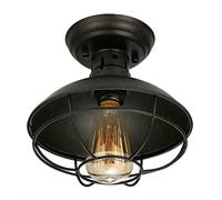 ITOSUI Plafonnier Semi-encastré Rustique Industriel - Lustre Cage en métal Noir pour Couloir, Hall d'entrée, Cuisine et véranda, culot E26, Style Ferme