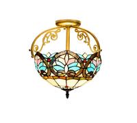 ITOSUI Plafonnier Semi-encastré Style Tiffany, Lustre en vitrail de 30 cm (12 Pouces) en Forme de cœur Bleu, Lampe décorative Vintage pour Salon, Salle à Manger, Chambre ou Couloir