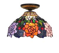 ITOSUI Plafonnier Tiffany de 30 cm, Petit Lustre en vitrail, Rose Noire, Style Vintage, Lampe d'ambiance pour Salon, Salle à Manger, Chambre ou Couloir