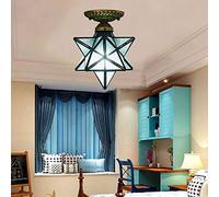 ITOSUI Plafonnier Tiffany Moravian Star de 20 cm avec Abat-Jour en vitrail, Semi-encastré, idéal pour Une entrée, Une Cuisine, Une Salle à Manger, Une Chambre ou Un Salon. Couleur : Vert Clair.