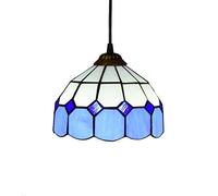 ITOSUI Suspension de plafond de salle à manger de style Tiffany avec abat-jour en vitrail bleu de 8 pouces pour lustre de couloir, 110 V-240 V, E27, sans ampoule