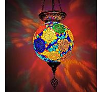 ITOSUI Suspension décorative de Style bohème, ornée d'une mosaïque Turque et Marocaine, en Verre coloré, de 25 cm (10 Pouces), idéale pour Une Chambre, Un Couloir, Une Salle à Manger ou Un Bar.