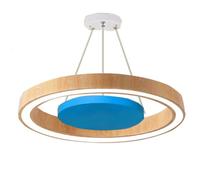ITOSUI Suspension Minimaliste en Forme d'anneau Effet Bois - Plafonnier à Hauteur réglable pour Salle à Manger, Salon, Chambre - Lustre Moderne en métal au Design Circulaire