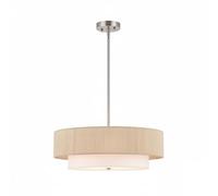 ITOSUI Suspension Moderne de 50 cm (20 Pouces) en Forme de Tambour, Hauteur réglable, Double Abat-Jour en Tissu, idéale pour la décoration de la Salle à Manger, du Salon ou de la Chambre.