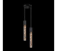 ITOSUI Suspension Moderne en Cristal LED | Lustre élégant pour Cuisine et Chambre | Éclairage stylé pour Villas et Appartements Duplex | Luminaire à 2 lumières (Noir foncé)