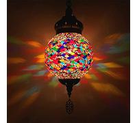 ITOSUI Suspension mosaïque Classique de 20 cm de Large, Style Turc, Lanterne Marocaine en Verre coloré Fait Main, idéale pour Les Restaurants.