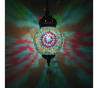 ITOSUI Suspension mosaïque Classique de 20 cm de Large, Style Turc, Lanterne Marocaine en Verre coloré Fait Main, idéale pour Les Restaurants.