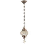 ITOSUI Suspension mosaïque Turque Marocaine, Lanterne en Verre craquelé teinté, Lampe Suspendue de Style bohème Vintage, idéale pour Le Salon, la Chambre ou Un café, Blanche.