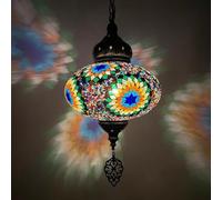 ITOSUI Suspension Murale Style mosaïque Turque Marocaine, Abat-Jour en Verre Artisanal de 25 cm de diamètre, Style Tiffany Vintage, décoration bohème méditerranéenne idéale pour Le Salon, Marron