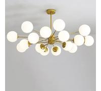 ITOSUI Suspension Sputnik dorée Style années 50 - Lustre Industriel Vintage en Verre opalin, 16 lumières, idéal pour Salon, Chambre ou Cuisine.