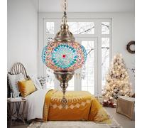 ITOSUI Suspension Style Turc (13 Couleurs), Suspension mosaïque, Globe en vitrail Multicolore de 15 cm, Lustre décoratif, luminaires Suspendus marocains pour Chambre, Bleu