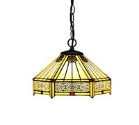 ITOSUI Suspension Tiffany, Lustre Vintage en vitrail crème Style Mission, idéal pour îlot de Cuisine, évier, Salon, Salle à Manger, Bar, Hall d'entrée, Couloir, Abat-Jour de 30 cm (12 po)